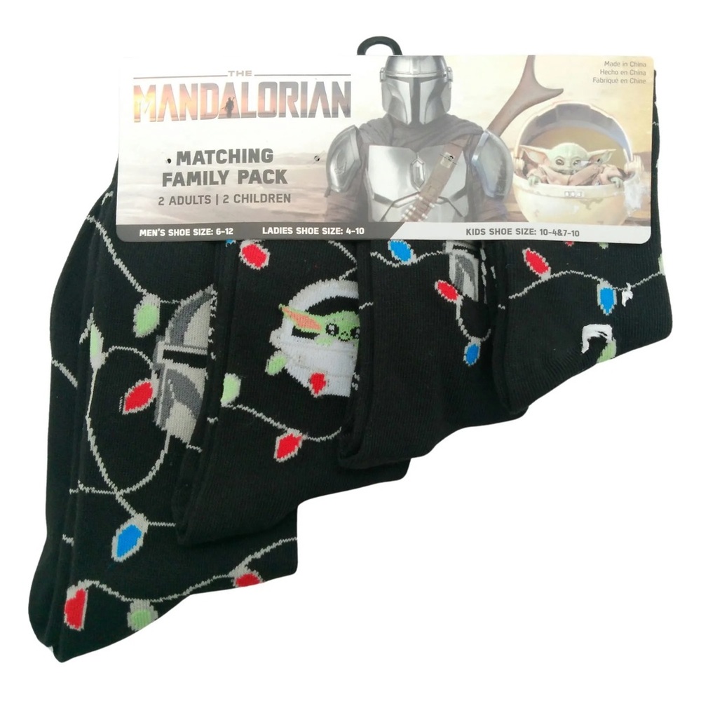 Star Wars Mandalorian Family 4 Pack of Holiday Socks